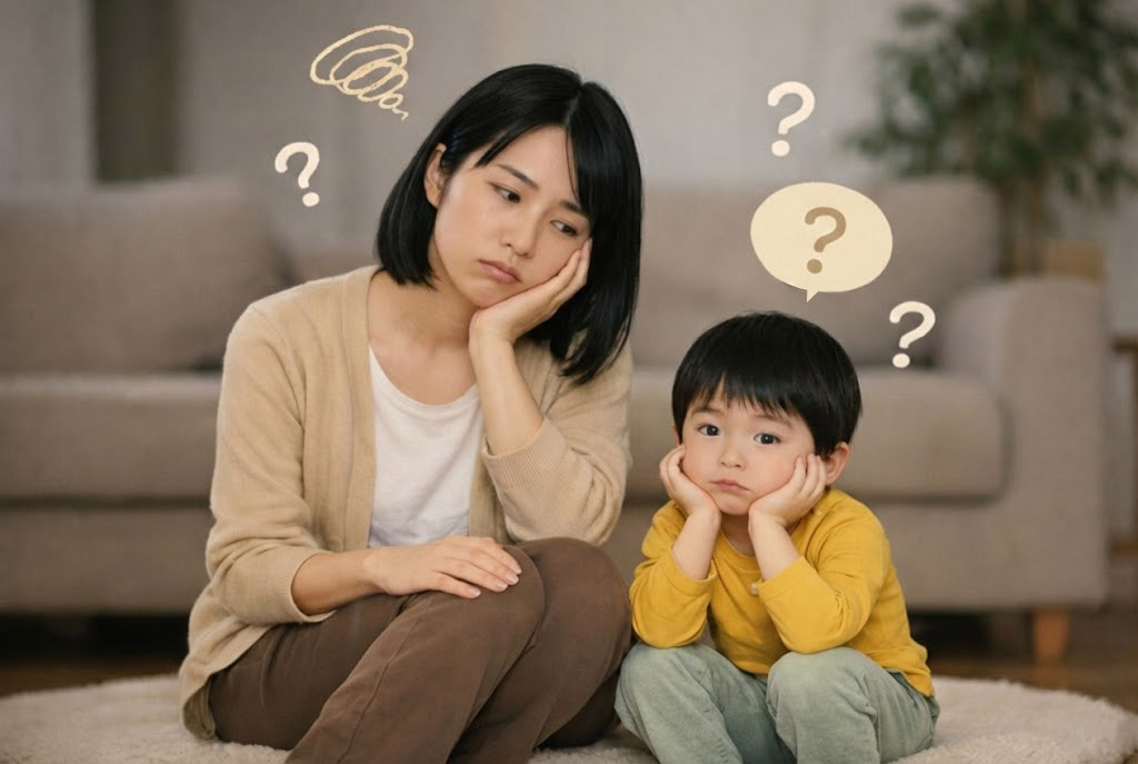 悩んでいる親子